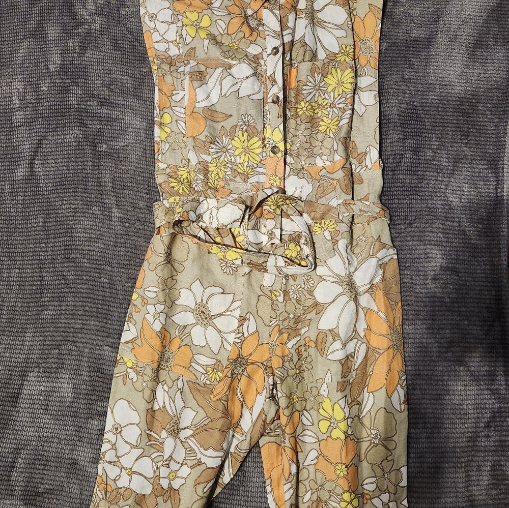 Anthropology Current Air retro womens Jumpsuit floral BOHO sz XS Spring Summer - Picture 6 of 10